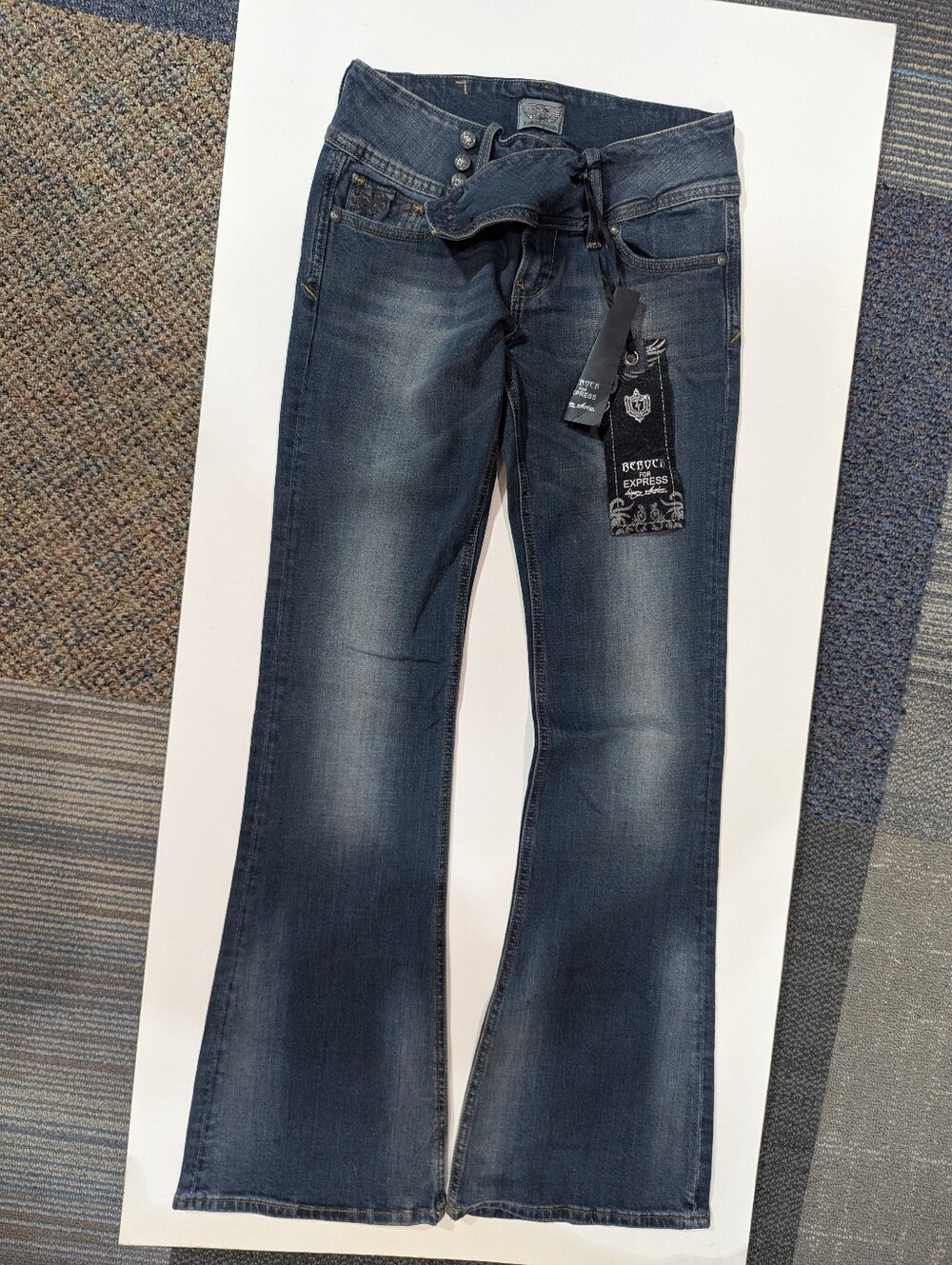 Berock For Express Women's Flare Jeans in Dark Blue Wash